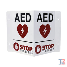 Load image into Gallery viewer, 3-Way AED &amp; STOP THE BLEED Flexible 3D Wall Sign

