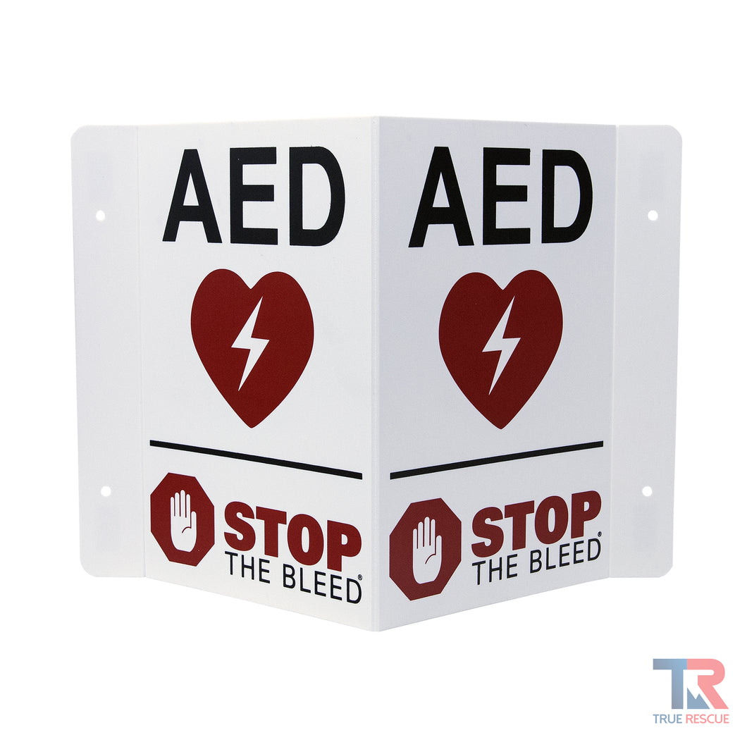 3-Way AED & STOP THE BLEED Flexible 3D Wall Sign