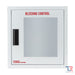 Large white surface mounted metal bleeding control cabinet with alarm