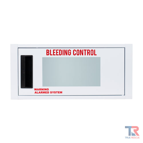 Compact Bleeding Control Cabinet Alarmed and Strobed Large Front by True Rescue®