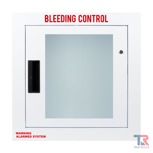Fully Recessed Large Bleeding Control Cabinet Alarmed and Strobed by True Rescue®