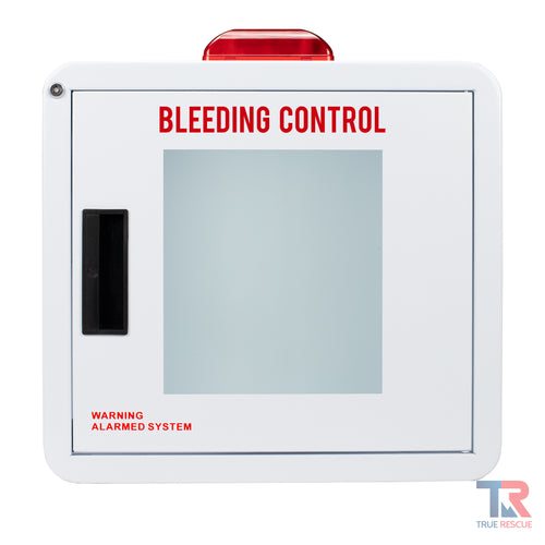 Large Premium Rounded Bleeding Control Cabinet with Alarm and Strobe by True Rescue®