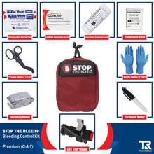 Load image into Gallery viewer, STOP THE BLEED kit premium contents diagram with CAT tourniquet
